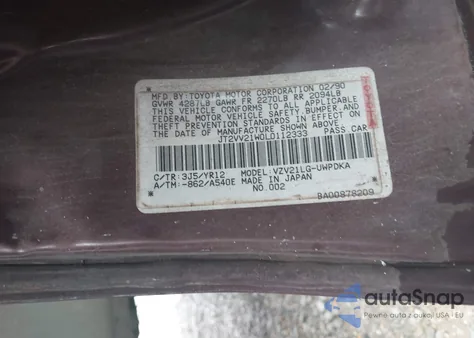 1990 Toyota Camry Dlx из США, поврежденный, VIN JT2VV21W0L0112333